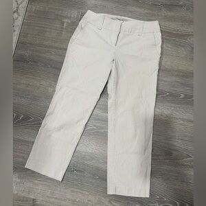 White and Beige Striped - Capri Length Work Pants